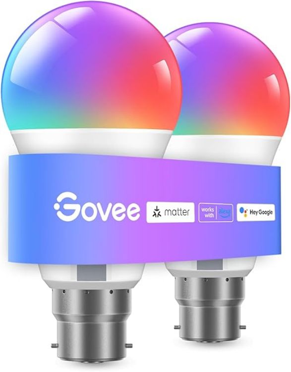 Picture of RGBWW Smart Bulb B22, Work with Matter, Alexa and Google Assistant, Energy Saving WiFi Alexa Light Bulbs, 9W, 800LM, 16 Million Colors, 54 Scenes, 2 Packs [Energy Class F]