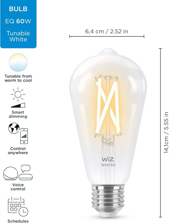Picture of E27 Smart WiFi LED Bulb 60W Equivalent White Light – App Control, Dimmable Clear Lighting for Bedroom & Living Room