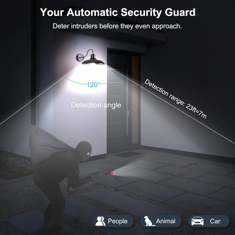 Picture of B22 PIR Motion Sensor Light Bulb 100W Equivalent 6000K Cool White Auto On Off Security Lighting 2 Pack