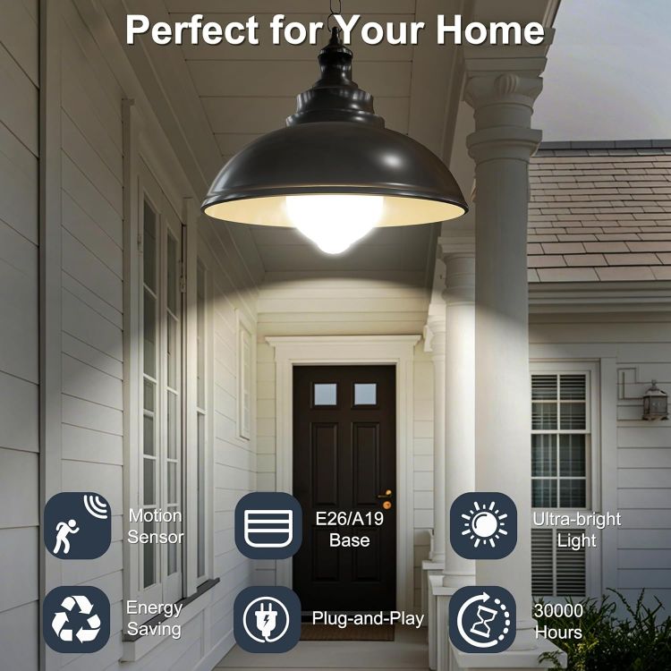 Picture of B22 PIR Motion Sensor Light Bulb 100W Equivalent 6000K Cool White Auto On Off Security Lighting 2 Pack