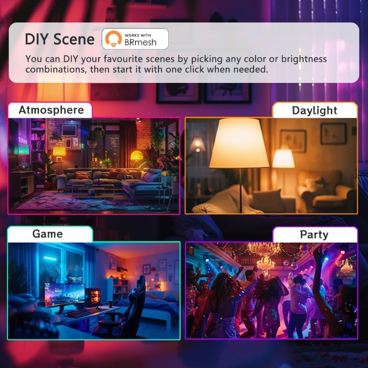 Picture of B22 Smart LED Bulbs 120W Equivalent Colour Changing 1200LM 2700K to 6000K RGB App and Voice Control No Hub No WiFi 2 Pack