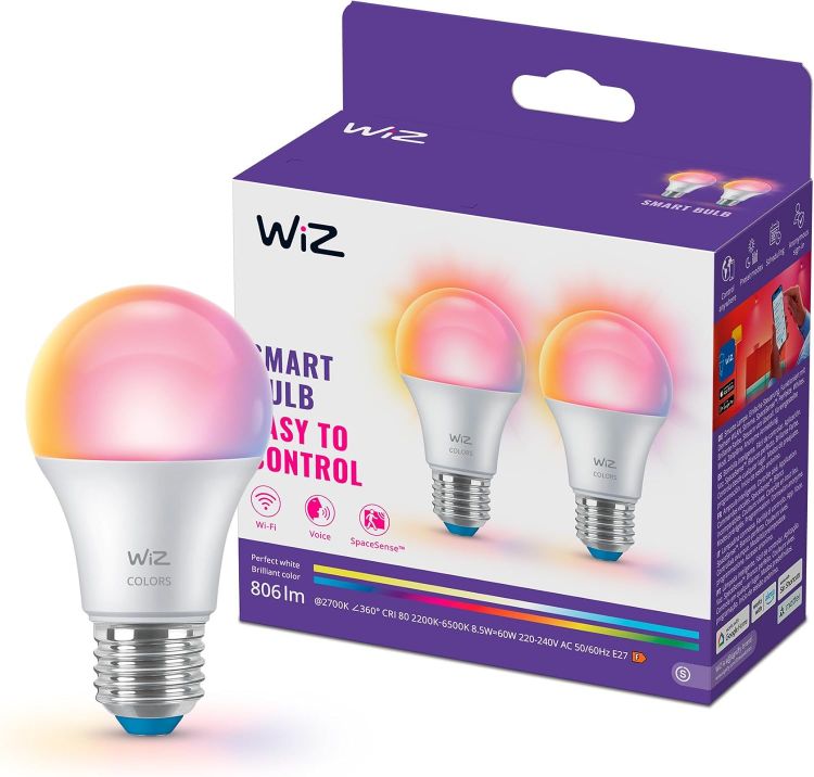 Picture of E27 Smart LED Bulb 2 Pack 806 Lumens 60W Equivalent RGB Tunable White 2200K–6500K | Dimmable WiFi Alexa Google HomeKit
