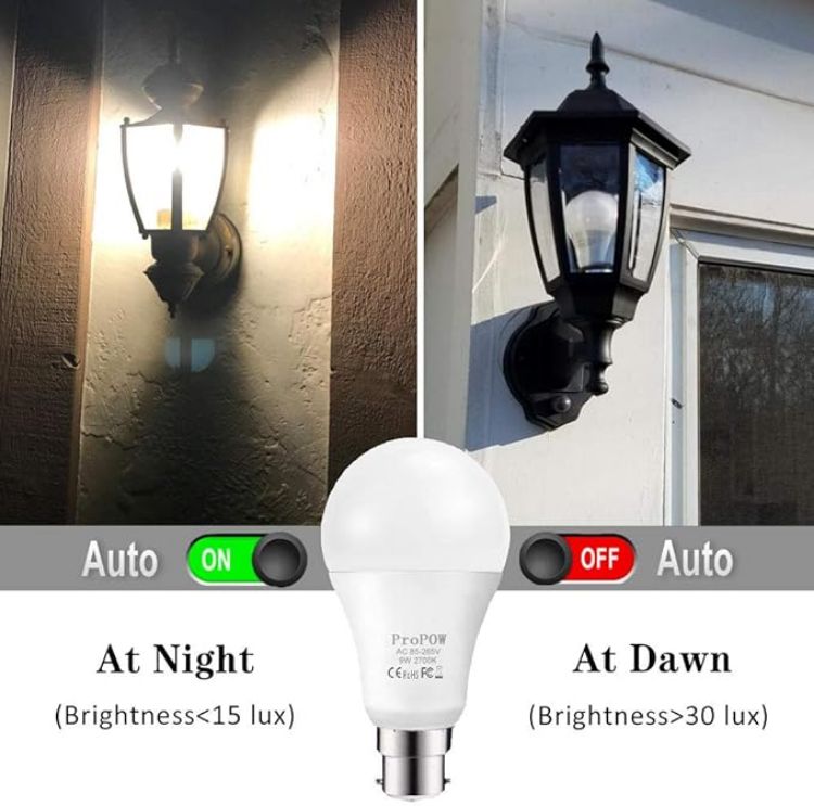 Picture of Dusk to Dawn LED Light Bulb 9W (60W Equivalent) A19 B22 Sensor Bulbs Soft White – Automatic On/Off Indoor Outdoor Lighting 2 Pack