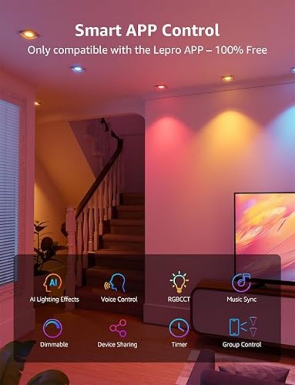 Picture of BG1 AI GU10 Smart Bulb 400lm Dimmable WiFi LED Spotlight RGB & Tunable White – Music Sync, Alexa & Google Compatible 1 Pack