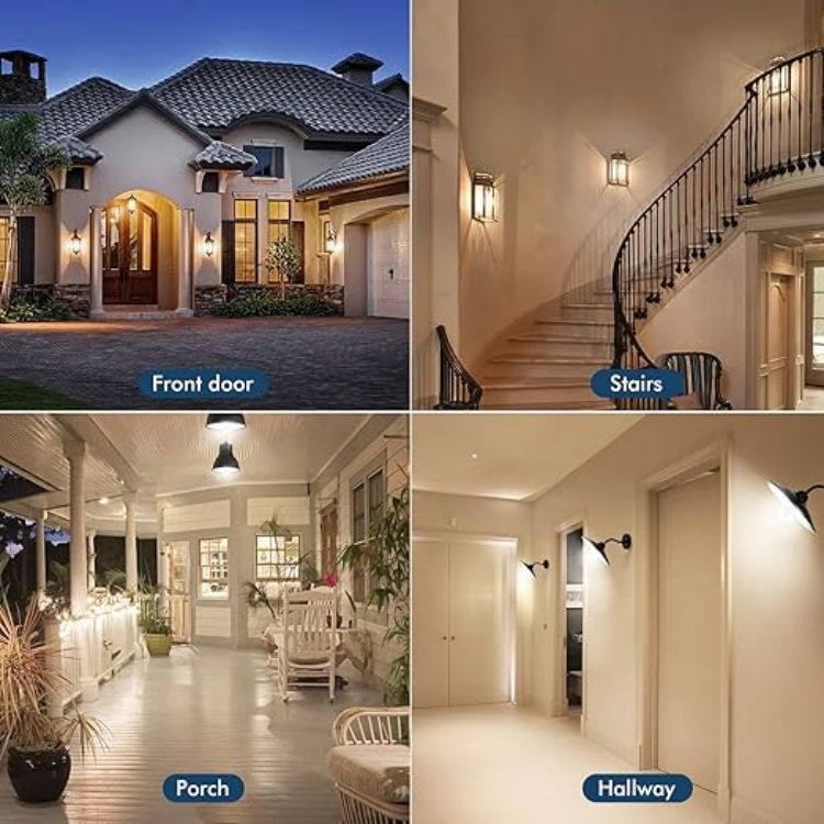 Picture of PIR Motion Sensor LED Bulb B22 12W (100W Equivalent) Cool White 6000K Auto On/Off – Smart Bayonet Light Bulbs for Garage Corridor Basement 4 Pack