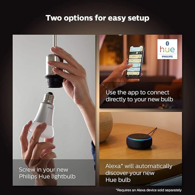 Picture of White Ambiance Smart LED Bulb E27 4 Pack, 60W Equivalent, 800 Lumens, Bluetooth, Dimmable, Works with