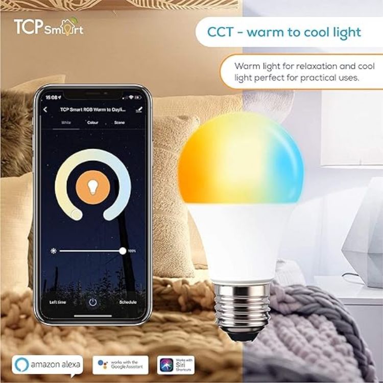 Picture of WiFi LED Bulb E27 2 Pack, RGB Color Changing & Tunable White, Dimmable Smart Light, App Control