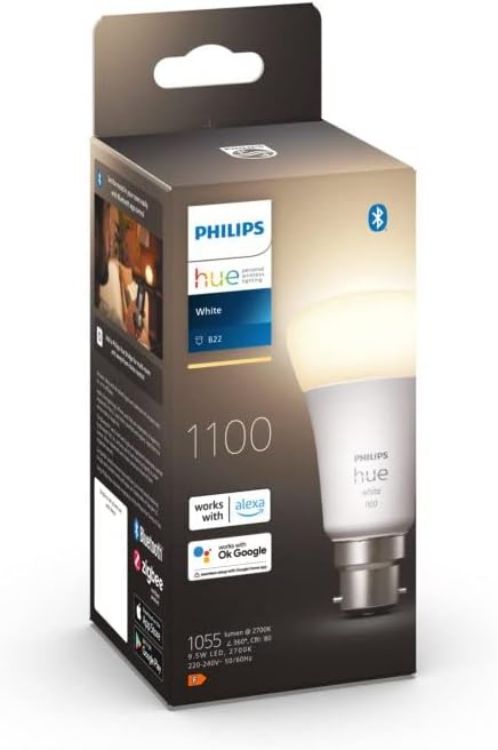 Picture of White Smart LED Bulb B22 1100 Lumens, 75W Equivalent, Dimmable, Works with Alexa, Google Assistant & Apple HomeKit