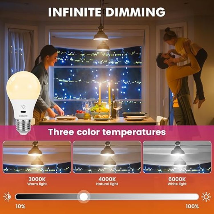 Picture of USB Rechargeable Smart LED Bulb E27 2 Pack, 8W RGB Color Changing, 2600mAh Battery, Remote Control, Dimmable A19 Emergency Light