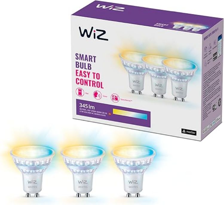 Picture of WiZ Smart LED Glass Bulb GU10 3 Pack, 50W Equivalent, Tunable White, WiFi, Works with Alexa, Google Assistant & Apple HomeKit