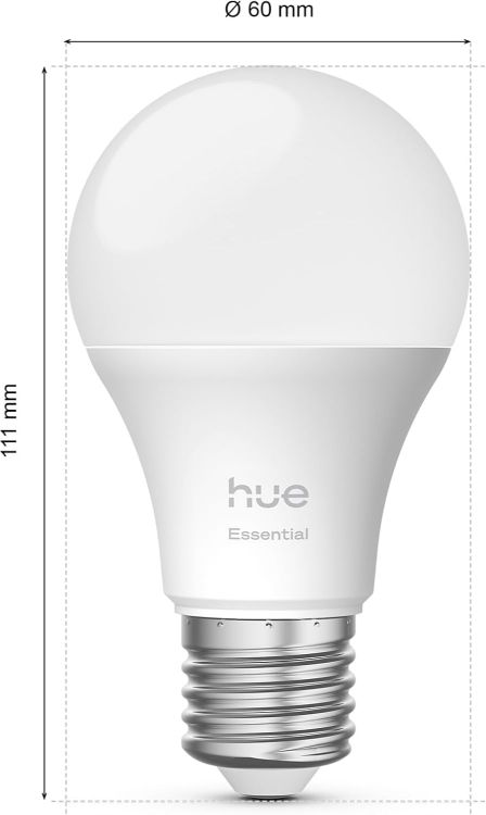 Picture of Essential Smart LED A60 Bulb E27 1 Pack, RGB & Tunable White 2200K–6500K, 806 Lumens, Dimmable, Works with Alexa, Google Assistant & Apple Home