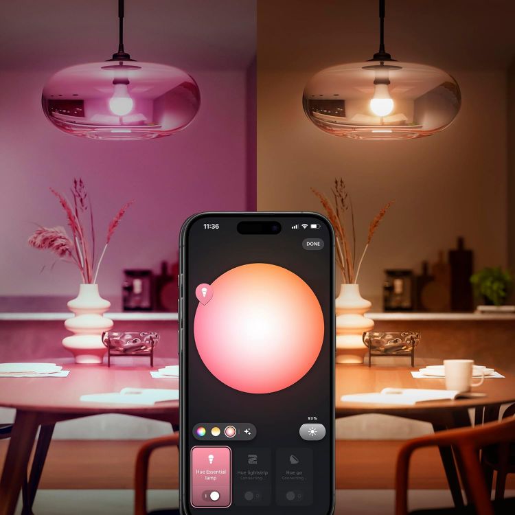 Picture of Essential Smart LED A60 Bulb E27 1 Pack, RGB & Tunable White 2200K–6500K, 806 Lumens, Dimmable, Works with Alexa, Google Assistant & Apple Home
