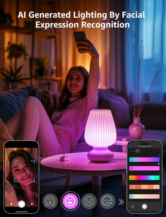 Picture of AI Smart Bulb E14 2 Pack, WiFi RGB Color Changing, Music Sync, Voice Control, Works with Alexa & Google Assistant