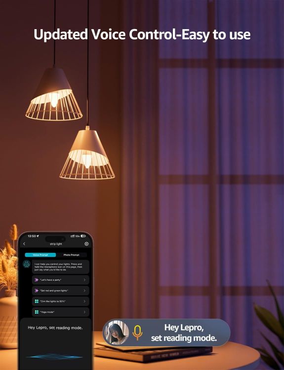 Picture of AI Smart Bulb E14 2 Pack, WiFi RGB Color Changing, Music Sync, Voice Control, Works with Alexa & Google Assistant