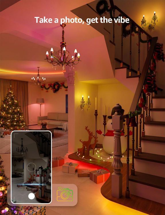 Picture of AI Smart Bulb E14 2 Pack, WiFi RGB Color Changing, Music Sync, Voice Control, Works with Alexa & Google Assistant