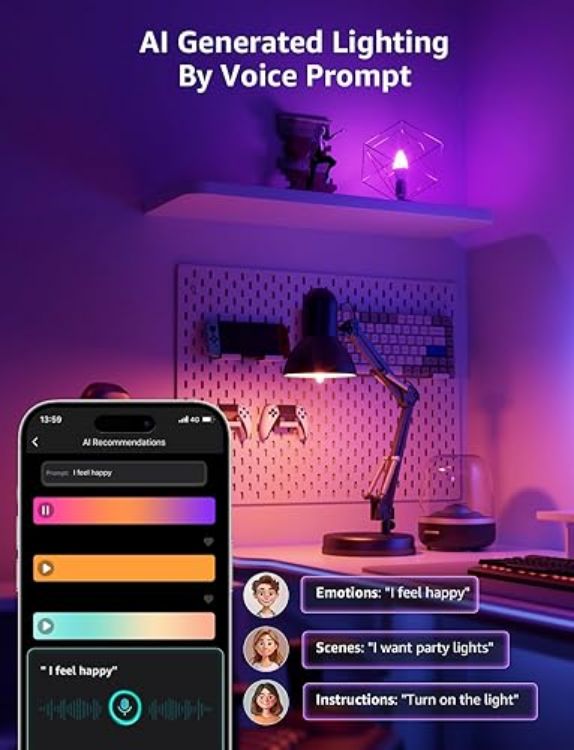 Picture of AI Smart Bulb E14 RGB Candle, WiFi & Bluetooth, Music Sync, Voice Control, Works with Alexa & Google Assistant