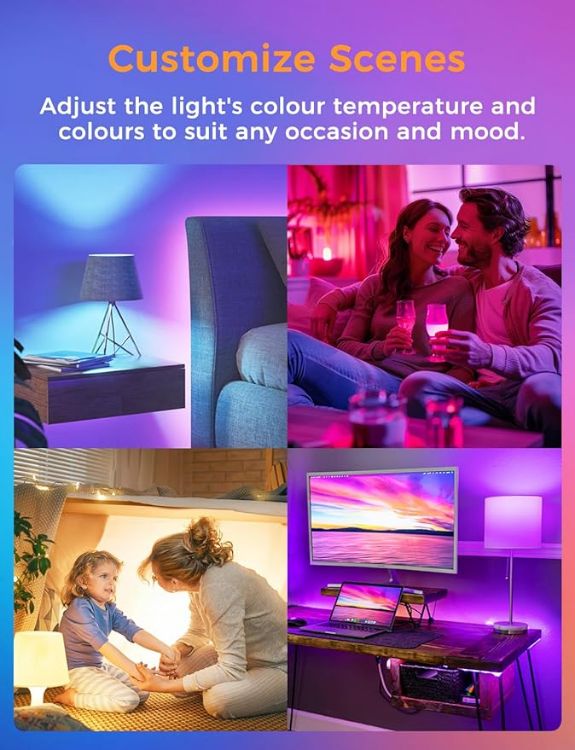 Picture of Smart B22 WiFi Bulb 2 Pack, 9W 810LM Colour Changing Dimmable LED, Works with Alexa Google Home Apple HomeKit