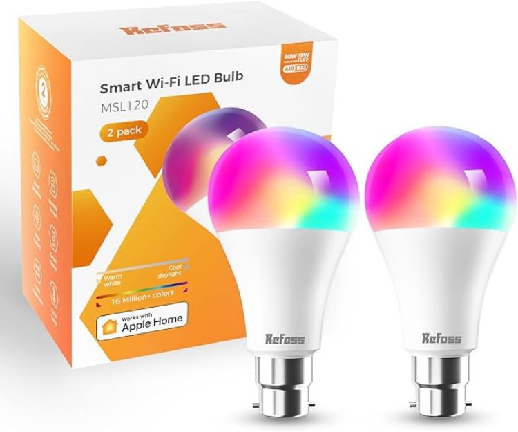 Picture of Smart B22 WiFi Bulb 2 Pack, 9W 810LM Colour Changing Dimmable LED, Works with Alexa Google Home Apple HomeKit
