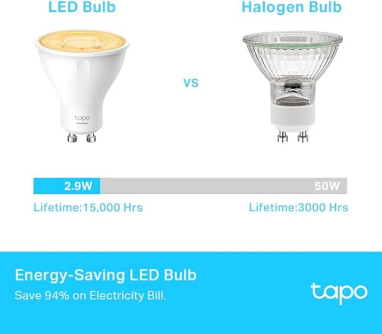 Picture of L610 GU10 Smart Bulb 4 Pack WiFi LED Spotlight | Dimmable 1–100%, High Lumen, Alexa & Google Assistant Compatible
