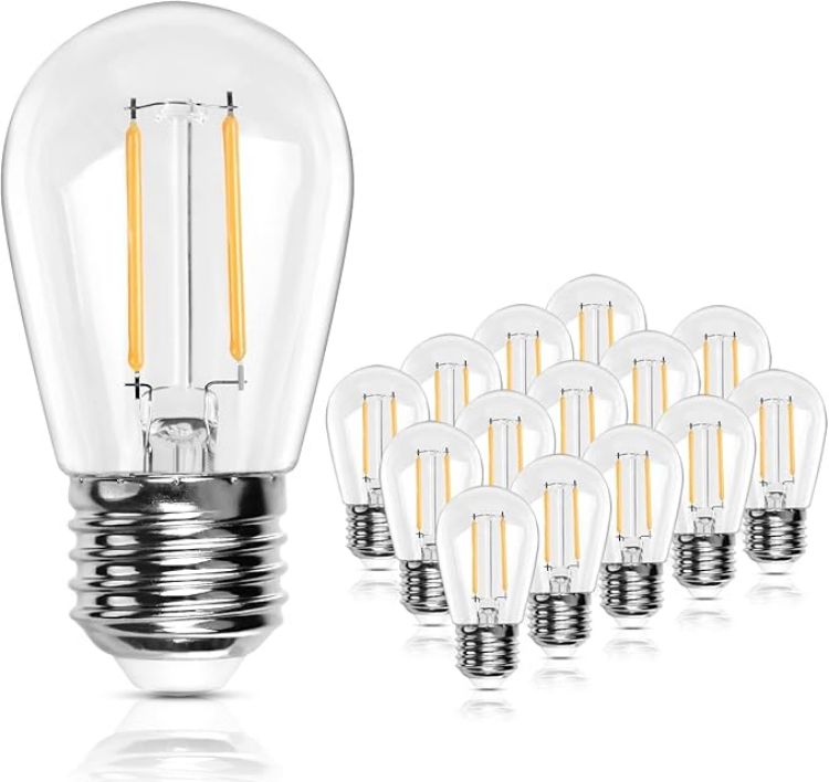 Picture of Outdoor String Light Replacement Bulbs 15 Pack E27 S14 LED 2700K Warm White | 2W Energy Saving Festoon Patio Garden Lights