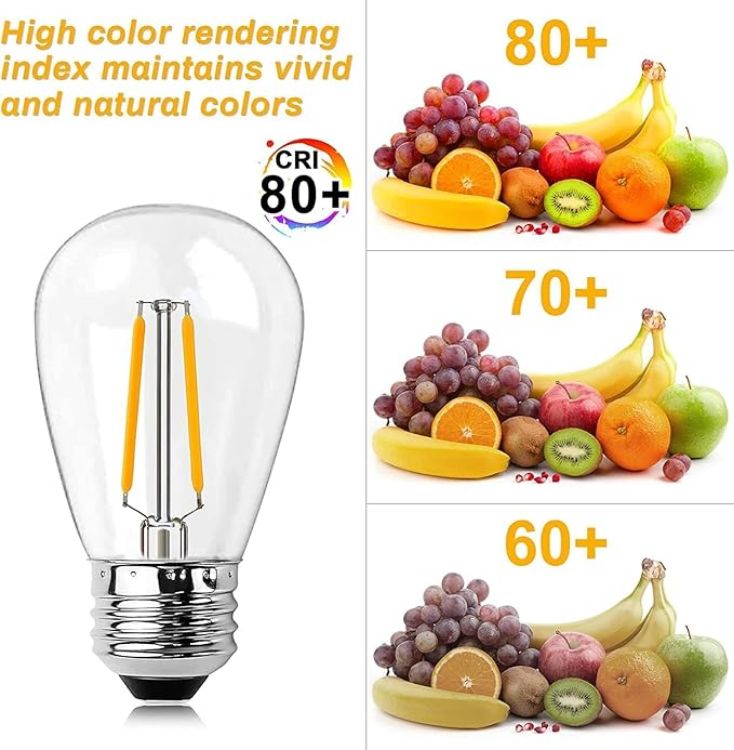 Picture of S14 LED Light Bulbs 6 Pack E27 2W 2700K Warm White | Shatterproof Outdoor String Light Replacement, 20W Equivalent