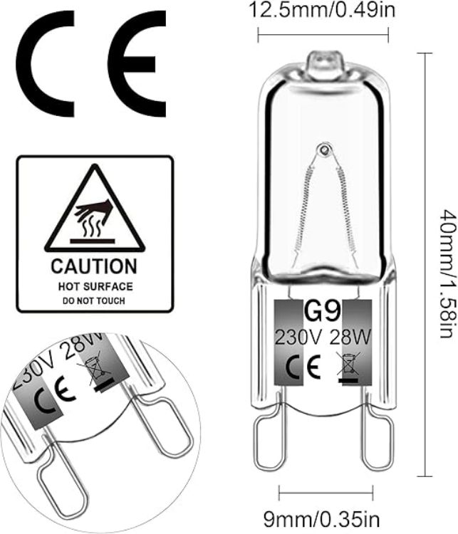 Picture of G9 Halogen Bulbs 20 Pack 28W 230V 2800K Warm White 310lm | Dimmable Clear Capsule Lamps, Flicker-Free