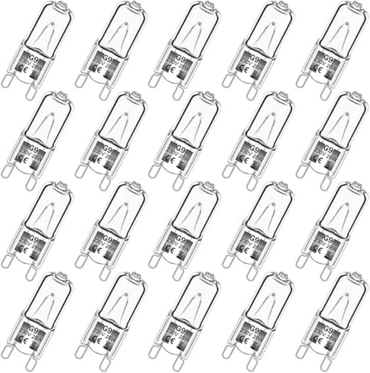 Picture of G9 Halogen Bulbs 20 Pack 28W 230V 2800K Warm White 310lm | Dimmable Clear Capsule Lamps, Flicker-Free