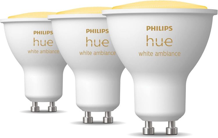 Picture of White Ambiance Smart Spotlight 3 Pack LED [GU10 Spotlight] - 350 Lumens (50W Equivalent). Works with Alexa, Google Assistant and Apple Homekit