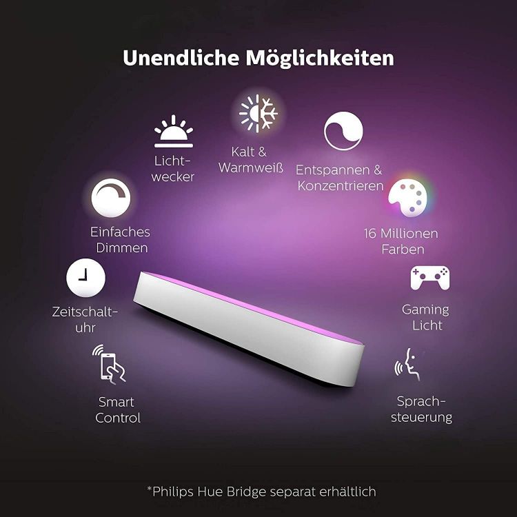 Picture of Play White and Colour Ambiance Smart Light Bar Double Pack Base Unit, Entertainment Lighting for TV and Gaming (Works with Alexa, Google Assistant and Apple HomeKit), White