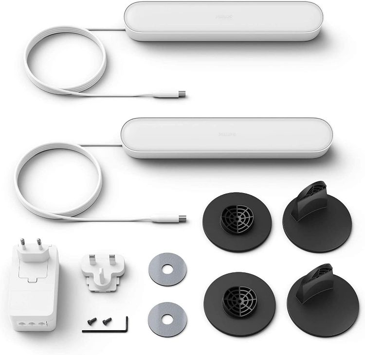 Picture of Play White and Colour Ambiance Smart Light Bar Double Pack Base Unit, Entertainment Lighting for TV and Gaming (Works with Alexa, Google Assistant and Apple HomeKit), White