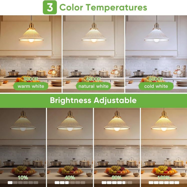 Picture of E27 Rechargeable Light Bulb with Remote Control 4 Pack – 7W Dimmable Battery Operated LED Bulb with 3 Color Temperatures, Timer & Hook for Camping and Emergency Lighting