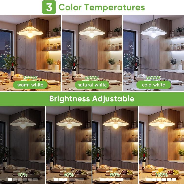 Picture of E27 Rechargeable RGB Light Bulb with Remote Control 4 Pack – 7W Dimmable Battery Operated Wireless A19 LED Bulb with Timer & Hook for Camping and Emergency Lighting