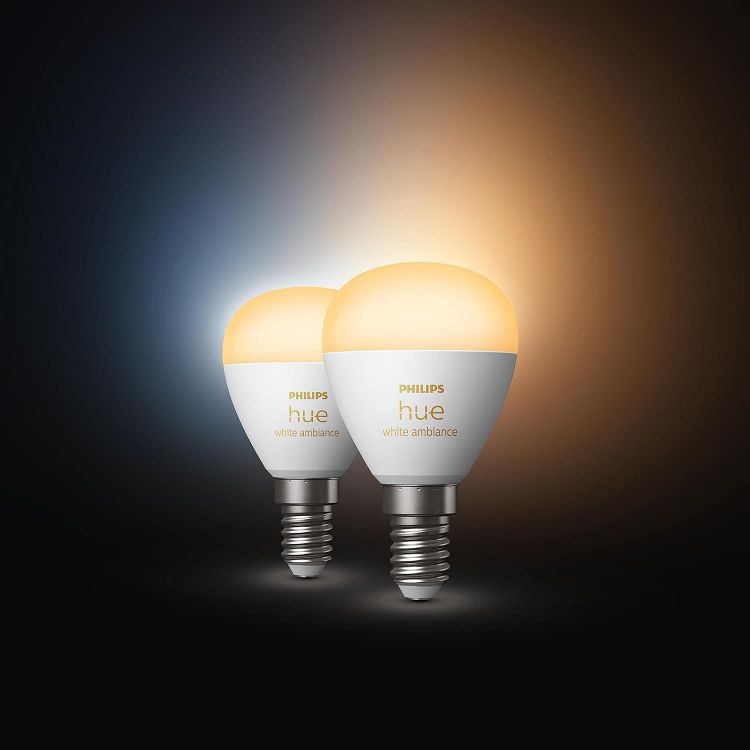 Picture of White Ambiance Luster Smart LED Light Bulb 2 Pack E14 Edison Screw – Dimmable Smart Indoor Lighting for Living Room and Bedroom [Energy Class A]