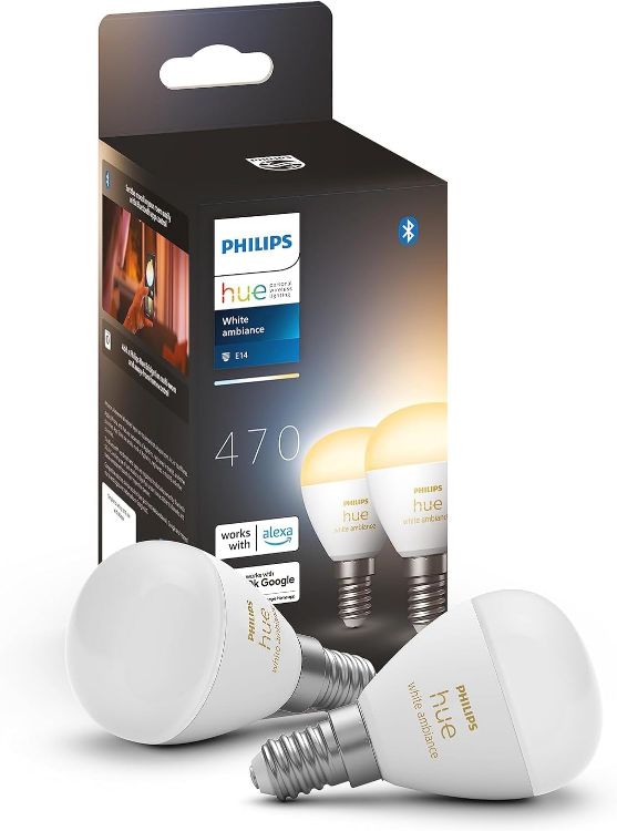 Picture of White Ambiance Luster Smart LED Light Bulb 2 Pack E14 Edison Screw – Dimmable Smart Indoor Lighting for Living Room and Bedroom [Energy Class A]