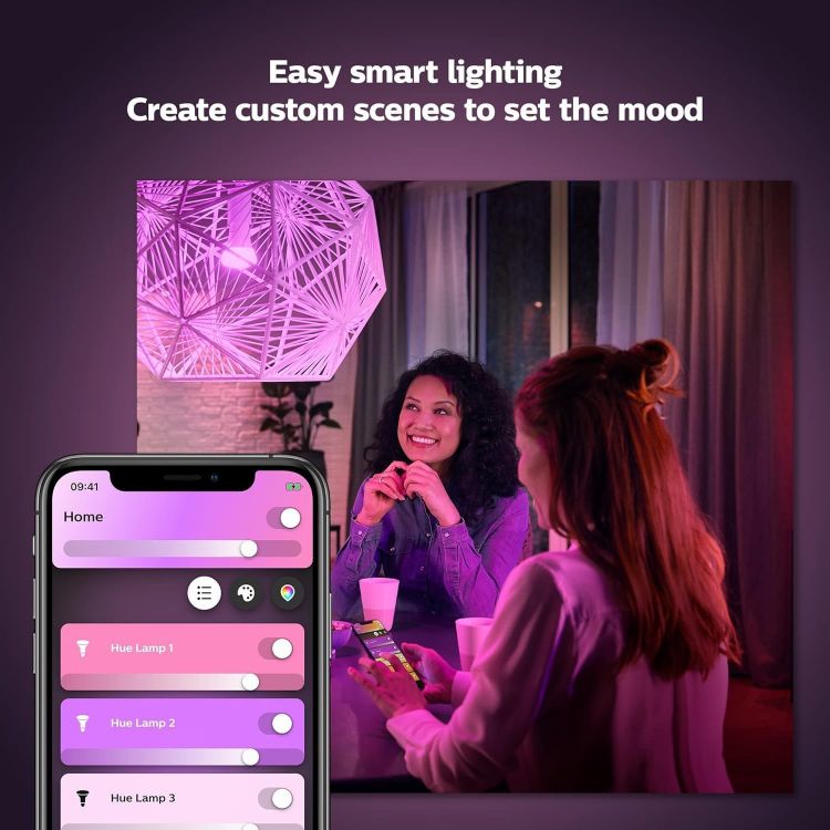 Picture of White & Colour Ambiance Smart Bulb 4 Pack LED B22 Bluetooth – 570 Lm 2700K & 806 Lm 4000K Dimmable Smart Lighting for Home
