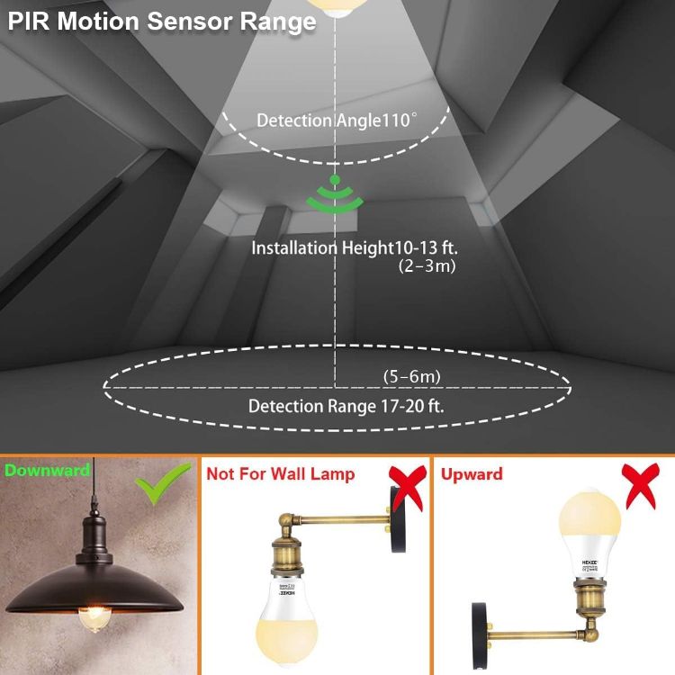 Picture of PIR Motion Sensor Light Bulb 9W B22 2 Pack A60 Warm White 2700K Bayonet Cap – 60W Equivalent Automatic Security LED Light [Energy Class E]