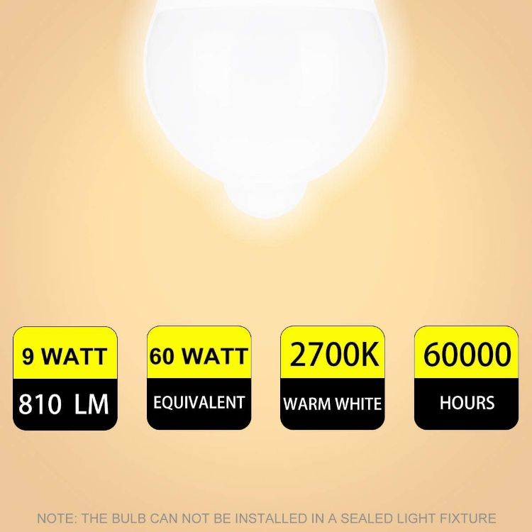 Picture of PIR Motion Sensor Light Bulb 9W B22 2 Pack A60 Warm White 2700K Bayonet Cap – 60W Equivalent Automatic Security LED Light [Energy Class E]