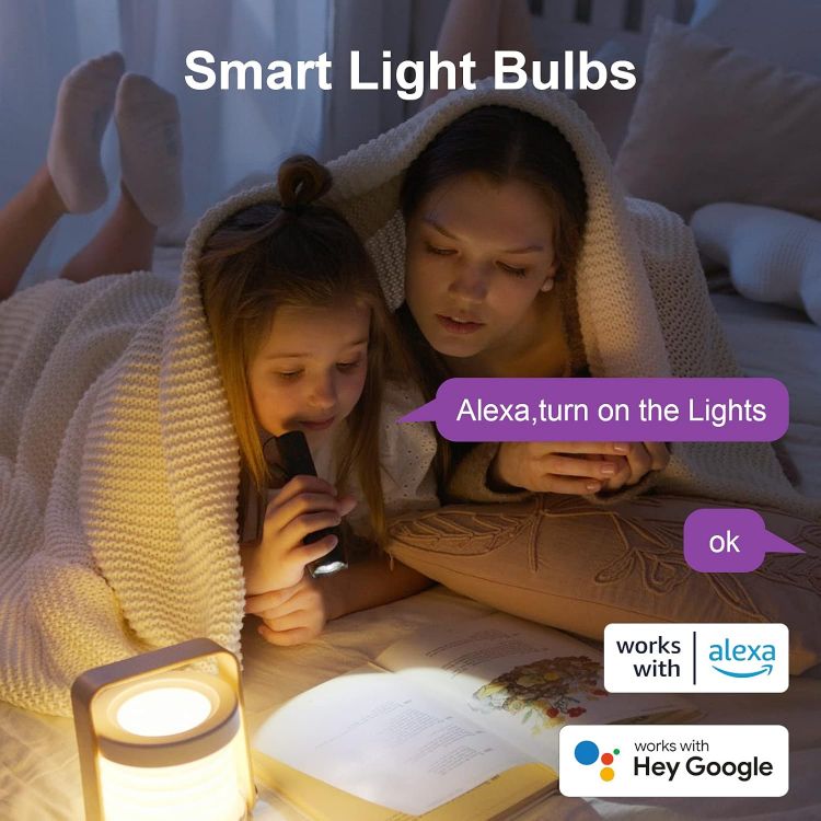 Picture of Smart Bulb E27 Alexa WiFi Light Bulbs 2 Pack 9W 1000LM RGB Dimmable LED Screw Bulb 2700K–6500K Compatible with Alexa Google Home No Hub Required [Energy Class E]