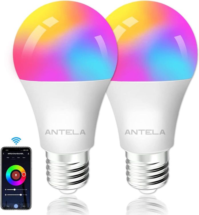 Picture of Smart Bulb E27 Alexa WiFi Light Bulbs 2 Pack 9W 1000LM RGB Dimmable LED Screw Bulb 2700K–6500K Compatible with Alexa Google Home No Hub Required [Energy Class E]