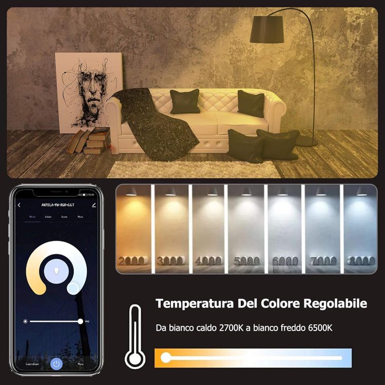 Picture of Smart Bulb E27 Alexa WiFi Light Bulbs 4 Pack 9W 1000LM RGB LED Screw Bulb 2700K–6500K Dimmable Compatible with Alexa Google Home No Hub Required [Energy Class E]