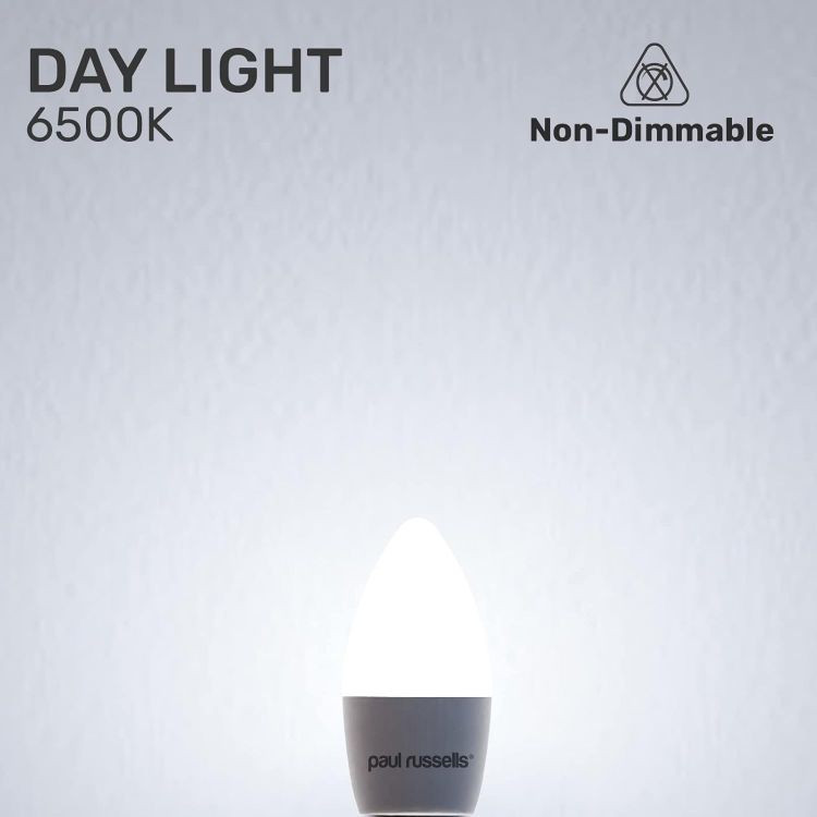 Picture of LED Light Small Bayonet Cap B15 3 Pack – 4.9W 470LM C35 Candle Bulbs 40W Equivalent 6500K Daylight Frosted SBC Chandelier Lightbulbs [Energy Class F]
