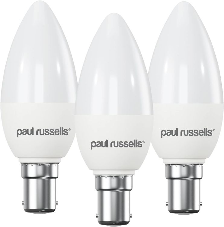 Picture of LED Light Small Bayonet Cap B15 3 Pack – 4.9W 470LM C35 Candle Bulbs 40W Equivalent 6500K Daylight Frosted SBC Chandelier Lightbulbs [Energy Class F]