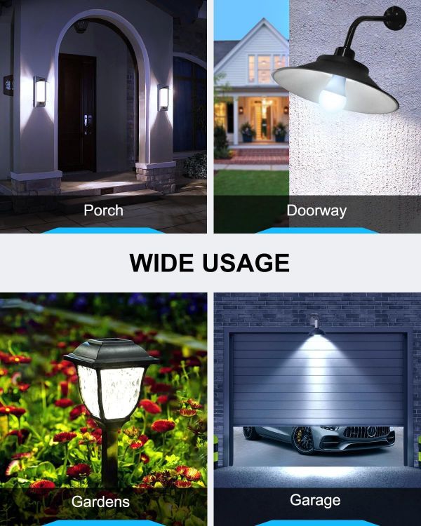 Picture of 12W E27 Dawn Till Dusk Light Bulbs 2 Pack – 6000K Daylight Smart Automatic On/Off ES Screw LED Bulbs for Outdoor and Indoor Lighting