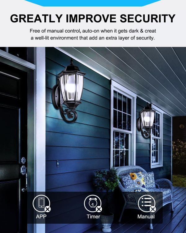 Picture of 12W E27 Dawn Till Dusk Light Bulbs 2 Pack – 6000K Daylight Smart Automatic On/Off ES Screw LED Bulbs for Outdoor and Indoor Lighting
