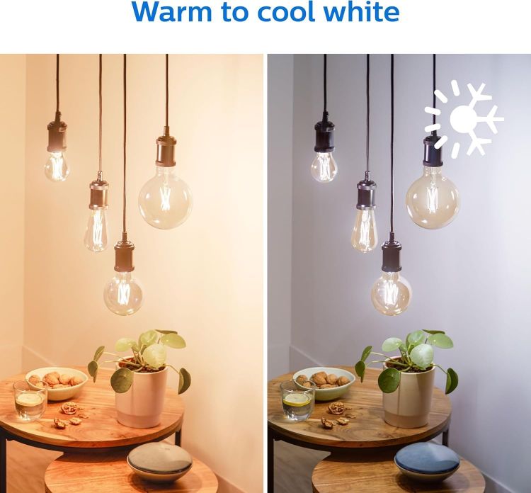 Picture of Smart  Connected Vintage LED Light Bulb B22 – Dimmable 640 Lumens Tunable Warm White and Cool White Smart Bulb Compatible with Alexa and Google [Energy Class F]
