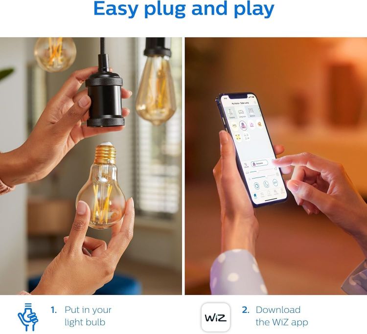 Picture of Smart  Connected Vintage LED Light Bulb B22 – Dimmable 640 Lumens Tunable Warm White and Cool White Smart Bulb Compatible with Alexa and Google [Energy Class F]