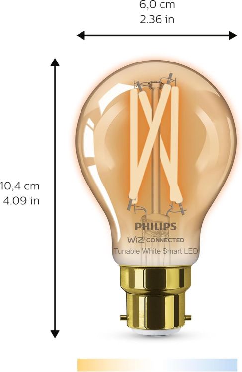Picture of Smart  Connected Vintage LED Light Bulb B22 – Dimmable 640 Lumens Tunable Warm White and Cool White Smart Bulb Compatible with Alexa and Google [Energy Class F]