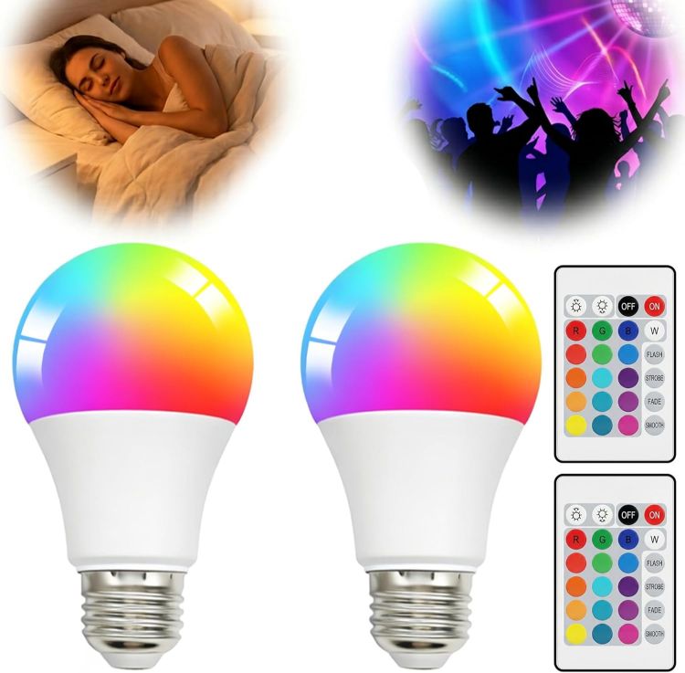 Picture of E27 Colour Changing Smart Light Bulb 5W G45 Dimmable LED RGB + Warm White with Remote Control 16 Colours 4 Lighting Modes 450LM 40W Replacement