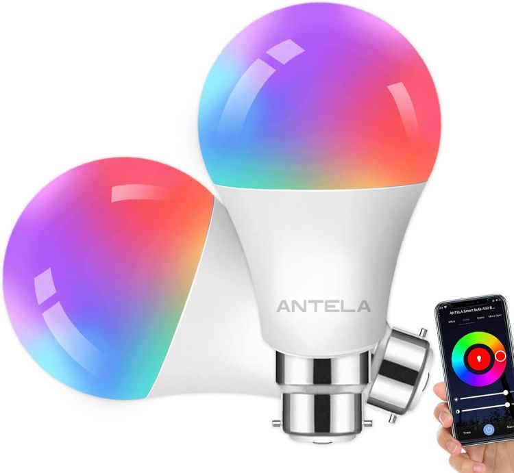 Picture of Smart Bulb B22 Alexa Light Bulbs, 9W 1000LM LED WiFi Bulb, 2700K-6500K RGB Dimmable Colour Changing, Smart Life App Control, Compatible with Alexa, Google Home, No Hub Required, 2 Packs [Energy Class E]