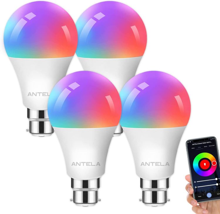 Picture of Smart Bulb B22 Alexa Light Bulbs 9W RGB WiFi LED Bulb 2700K-6500K Dimmable Colour Changing Smart Life App Control Compatible with Alexa Google Home 4 Pack